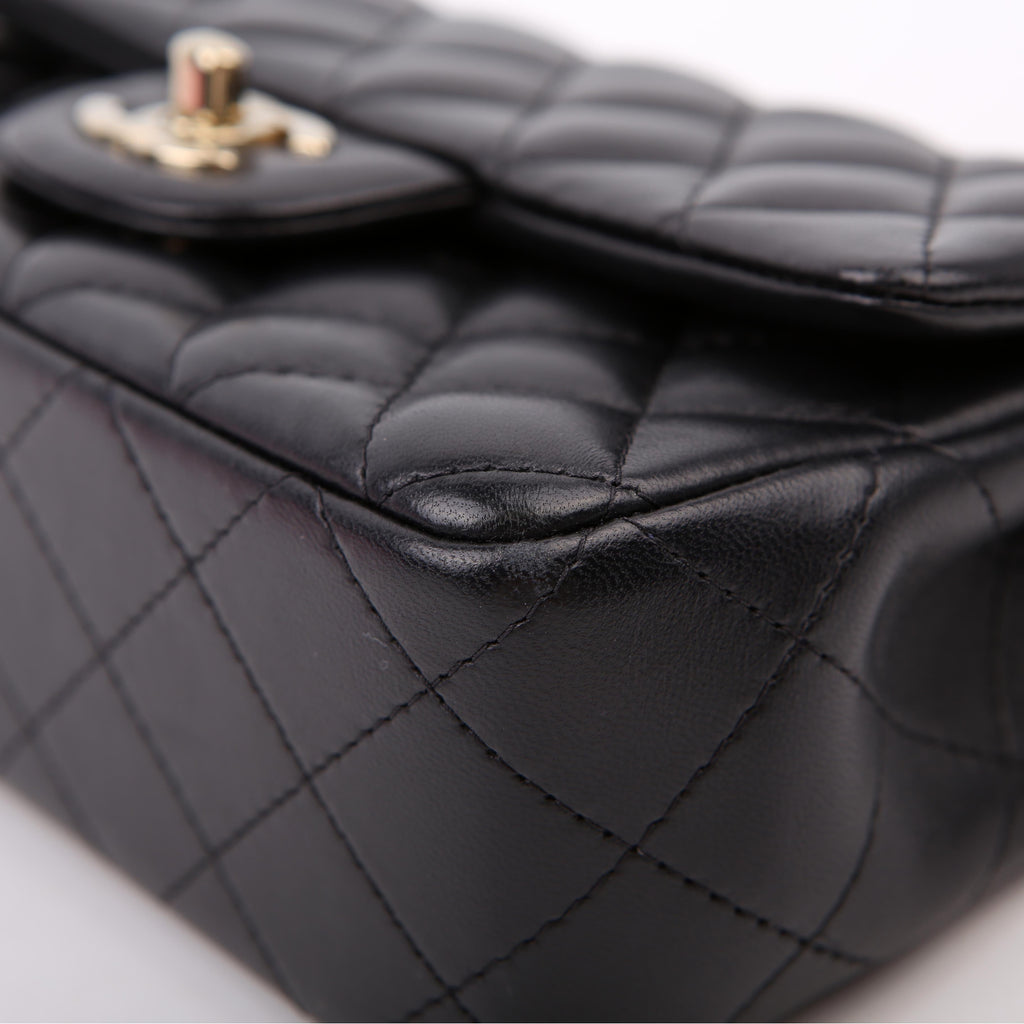 Classic Flap Mini Rectangle Lambskin RFID Black