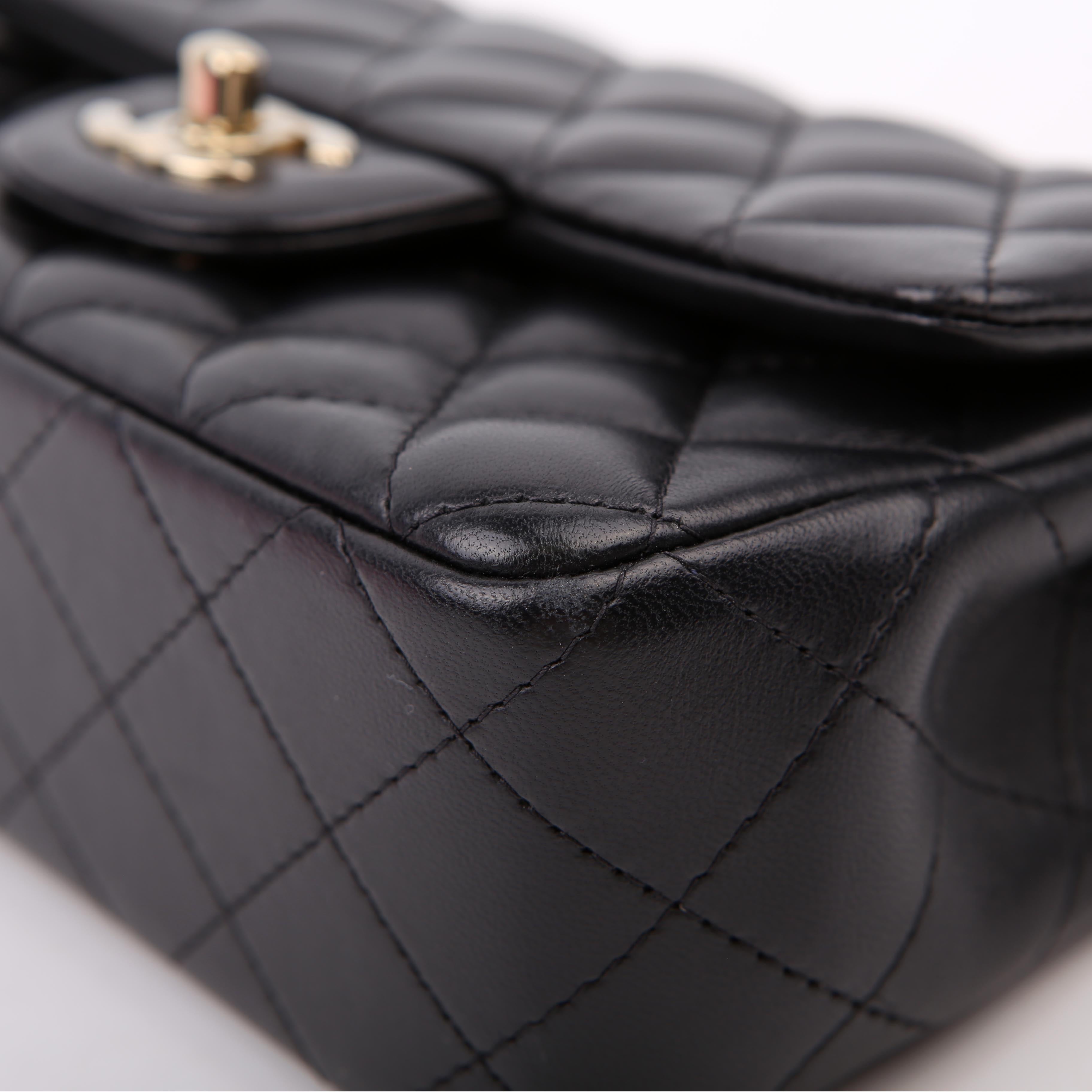 Classic Flap Mini Rectangle Lambskin RFID Black