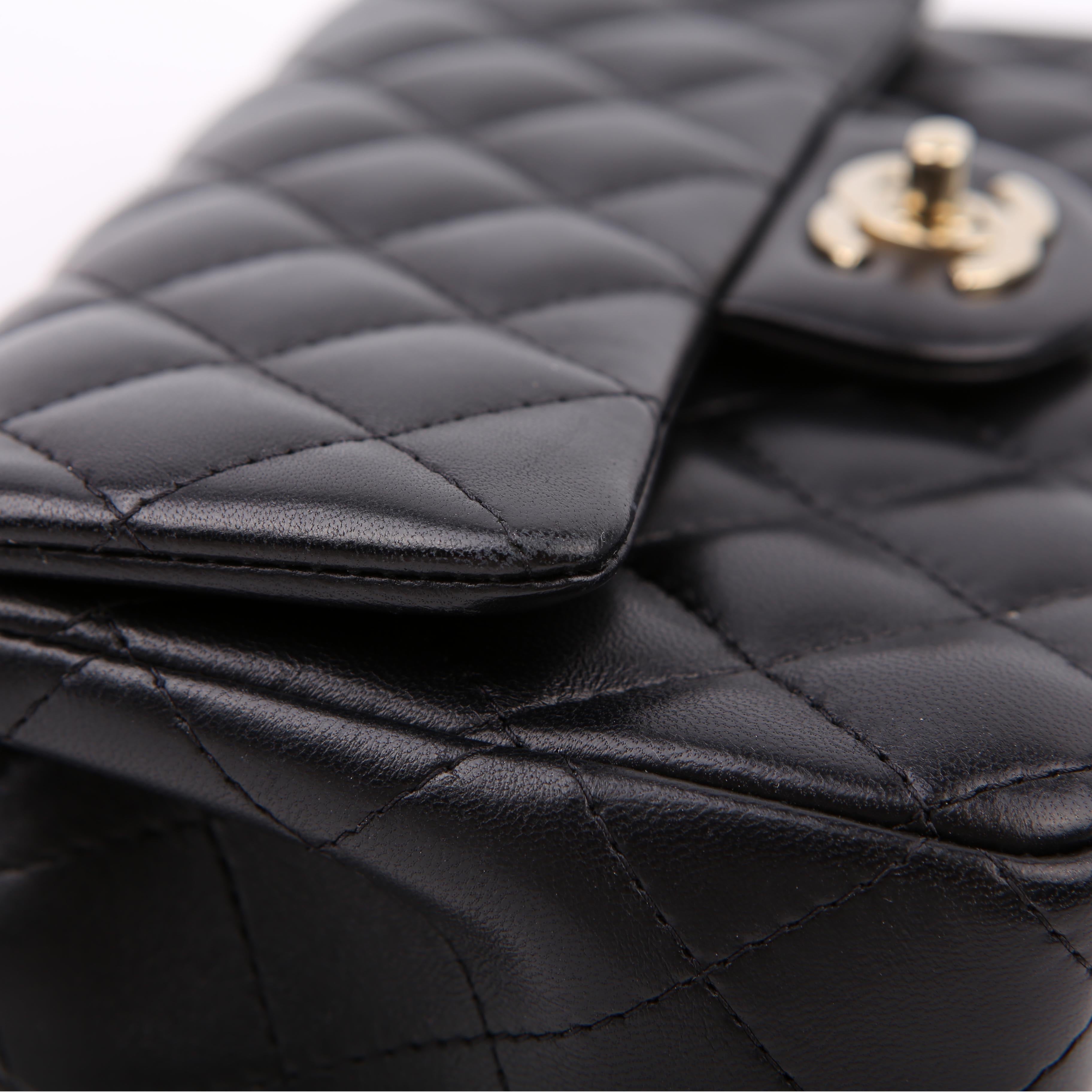 Classic Flap Mini Rectangle Lambskin RFID Black