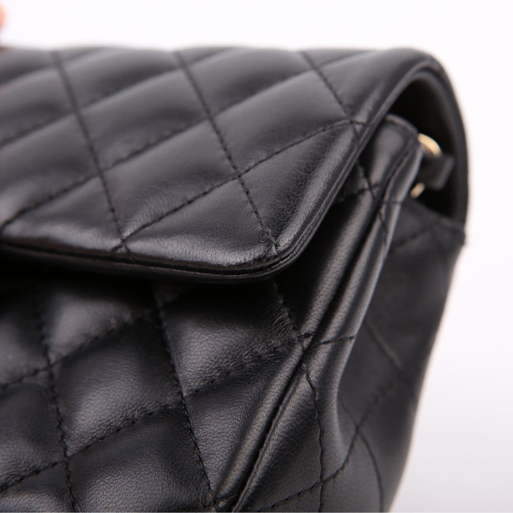 Classic Flap Mini Rectangle Lambskin RFID Black
