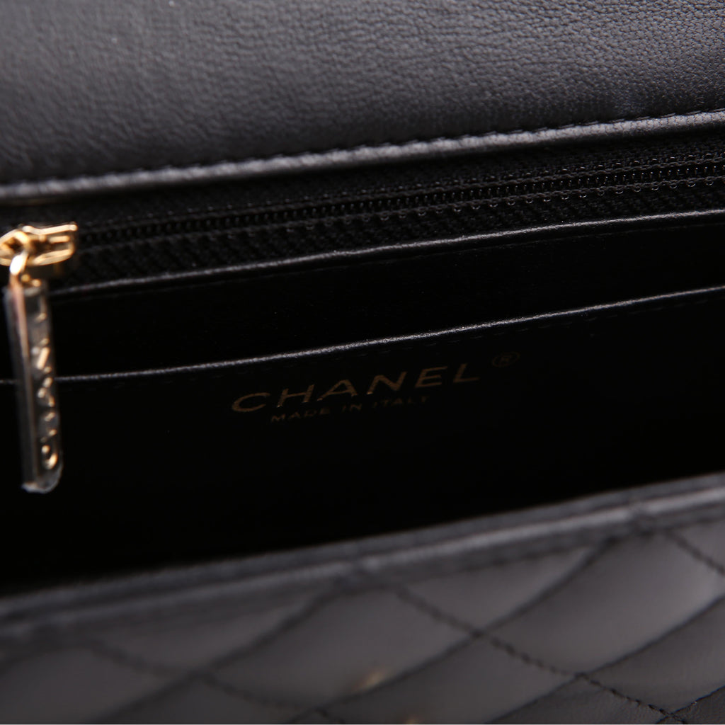 Classic Flap Mini Rectangle Lambskin RFID Black