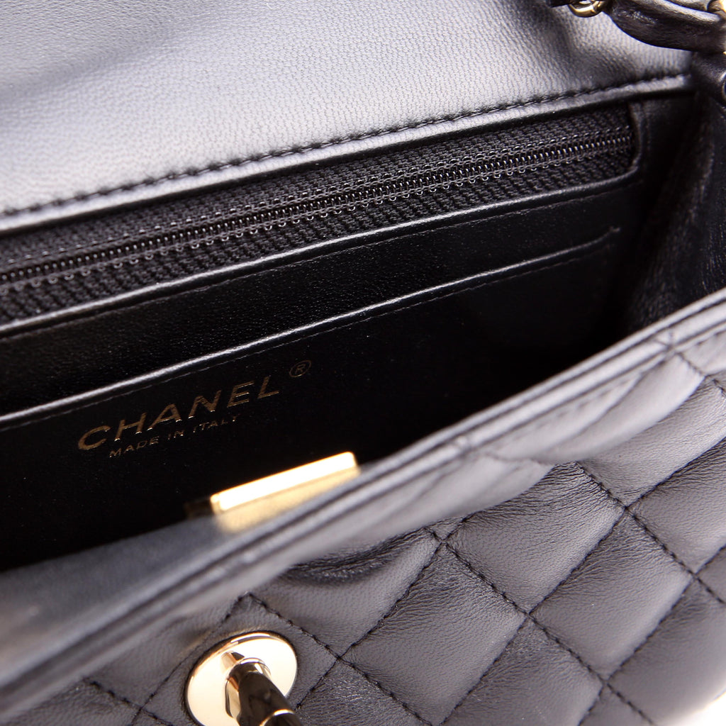 Classic Flap Mini Rectangle Lambskin RFID Black