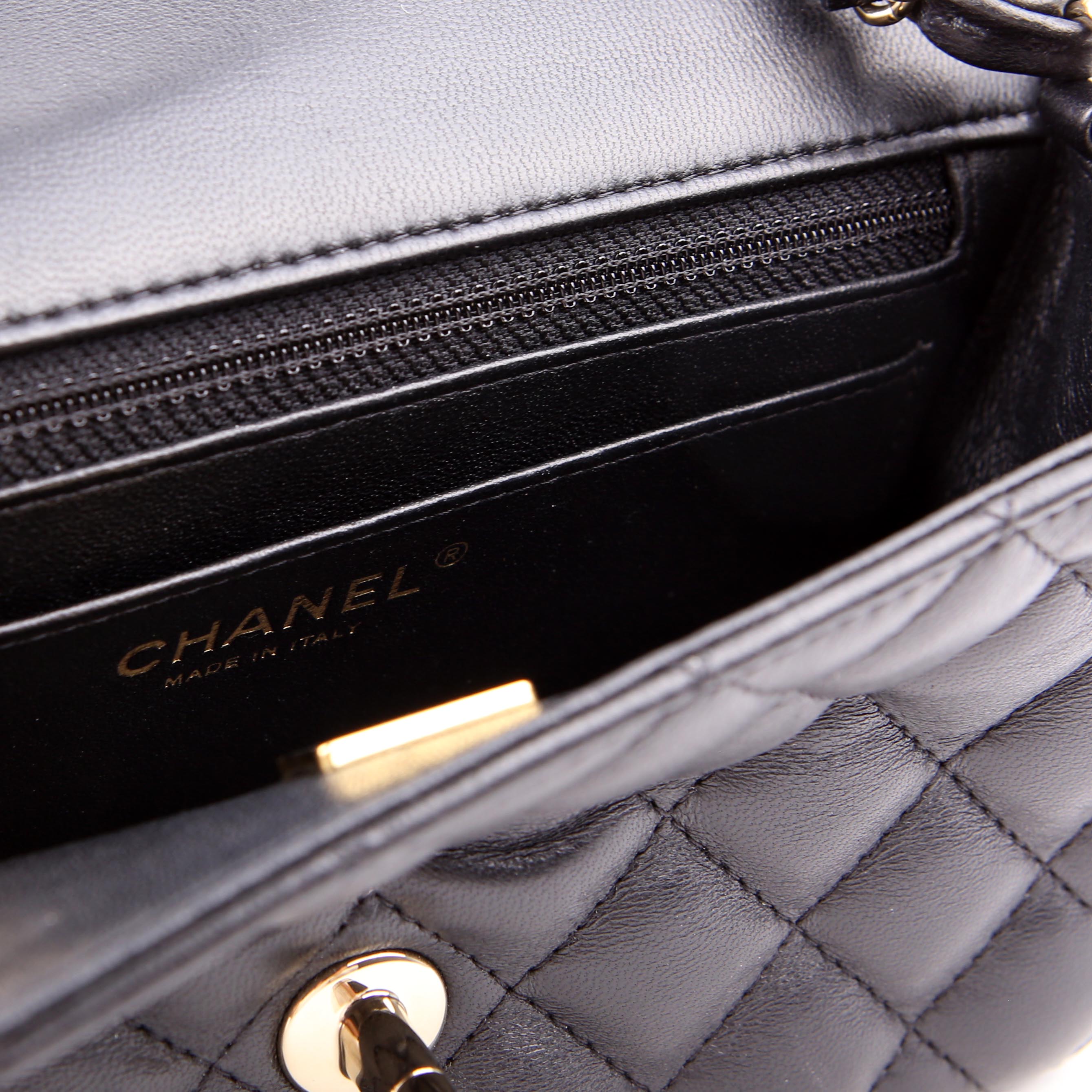 Classic Flap Mini Rectangle Lambskin RFID Black