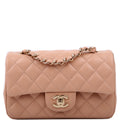 Classic Flap Mini Rectangle Lambskin RFID Tan