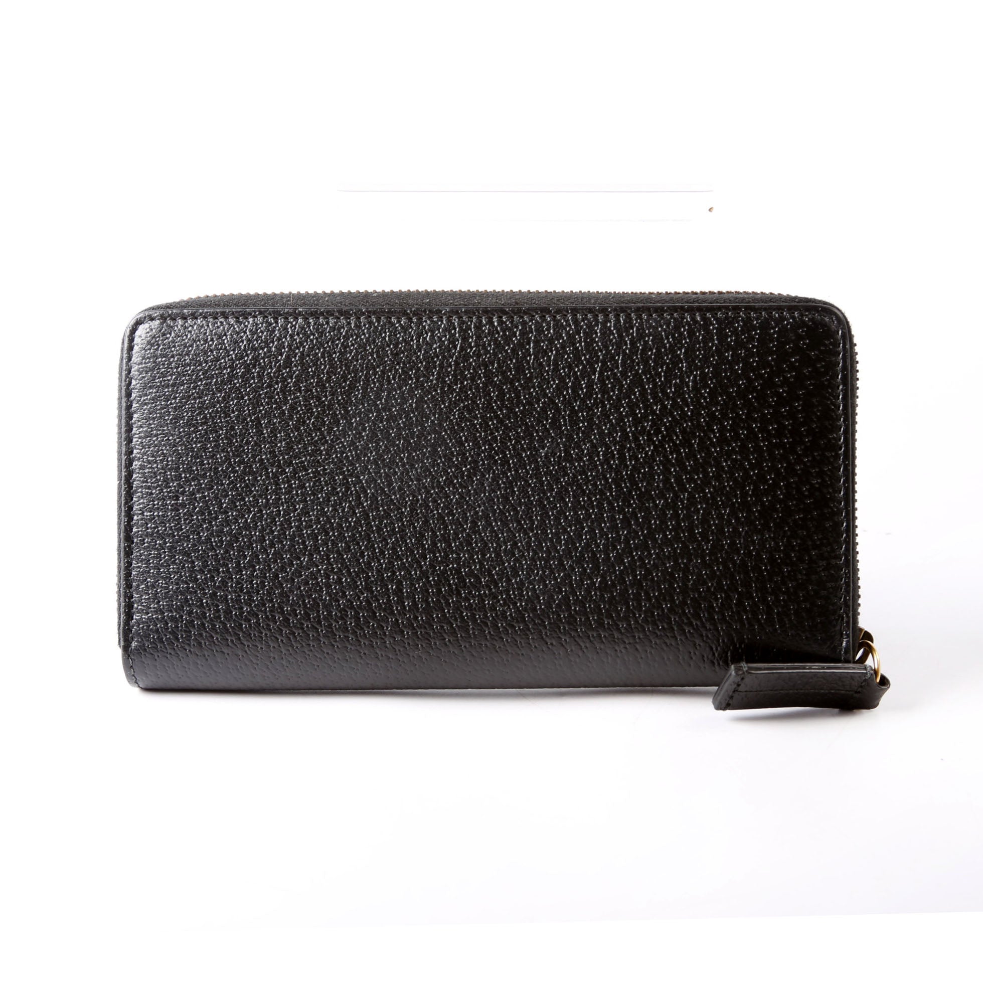 523667 Animalier Bee Leather Zip Around Long Wallet Black