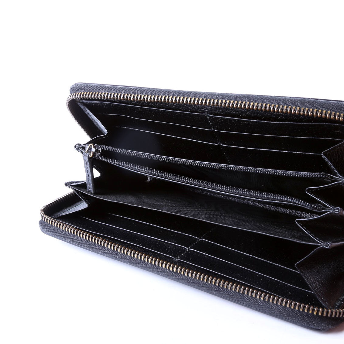 523667 Animalier Bee Leather Zip Around Long Wallet Black