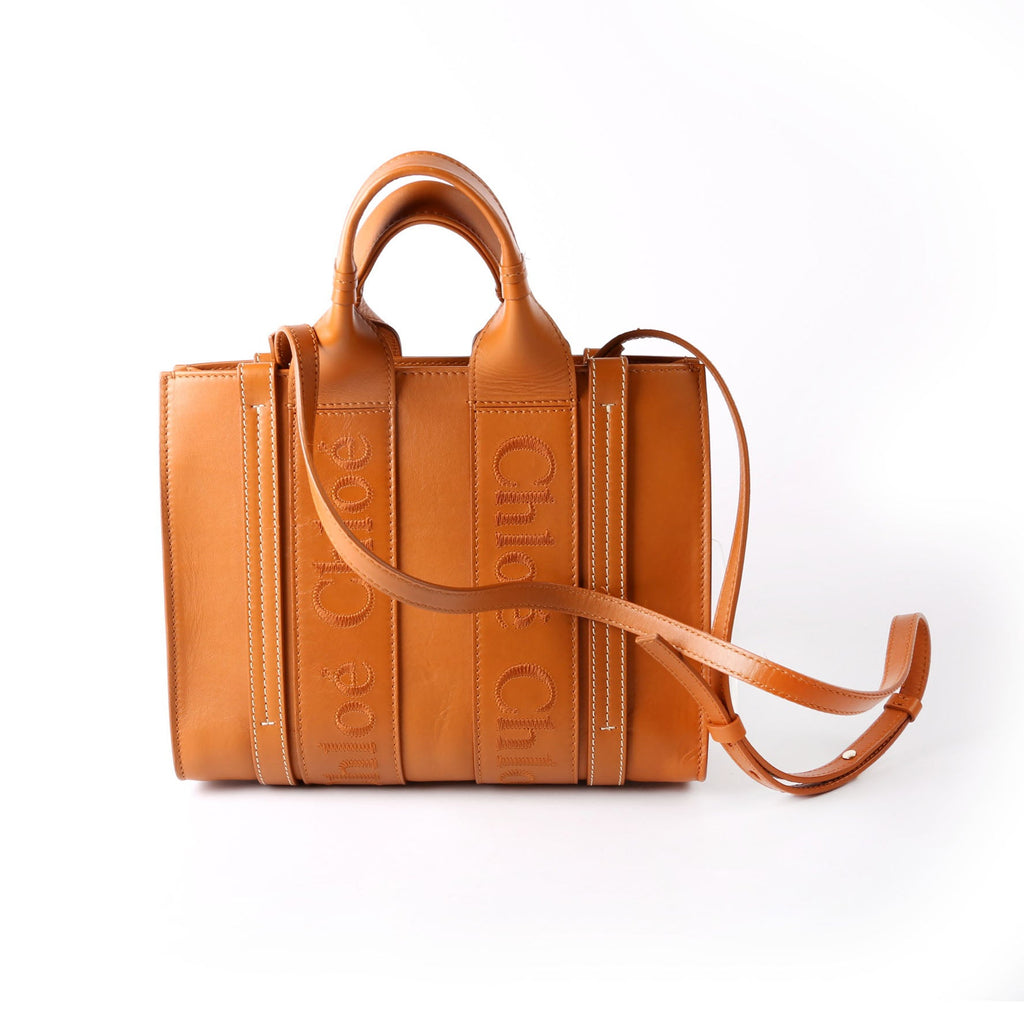 Woody Ribbon Tote Small Brown