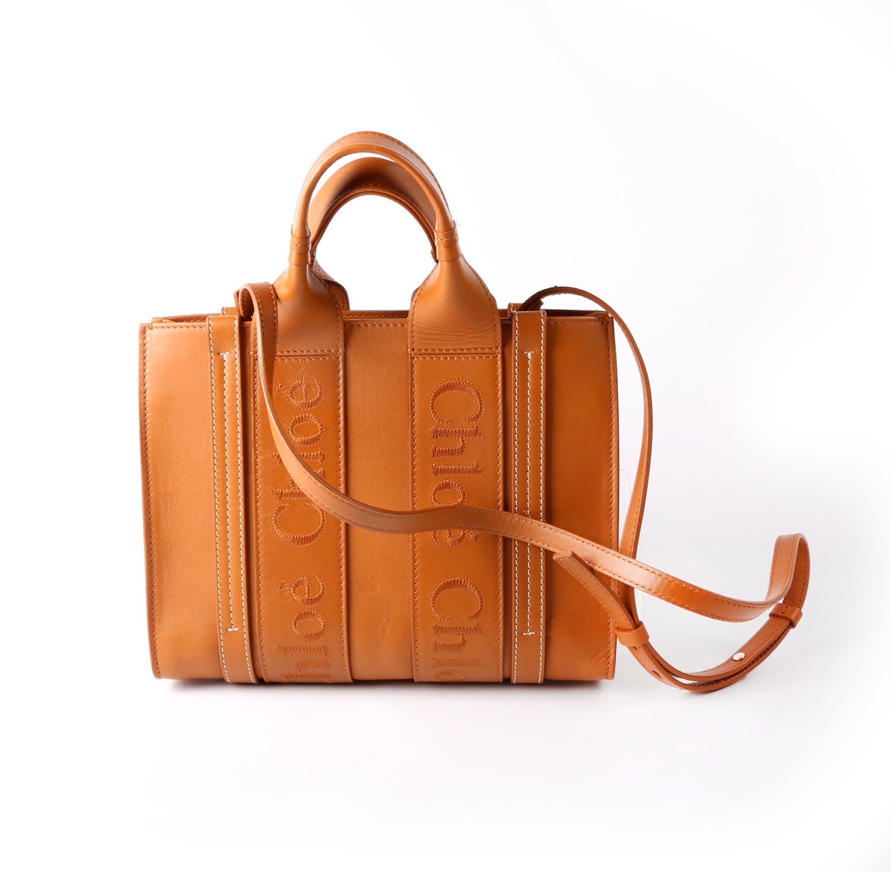 Woody Ribbon Tote Small Brown