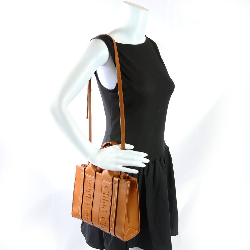 Woody Ribbon Tote Small Brown
