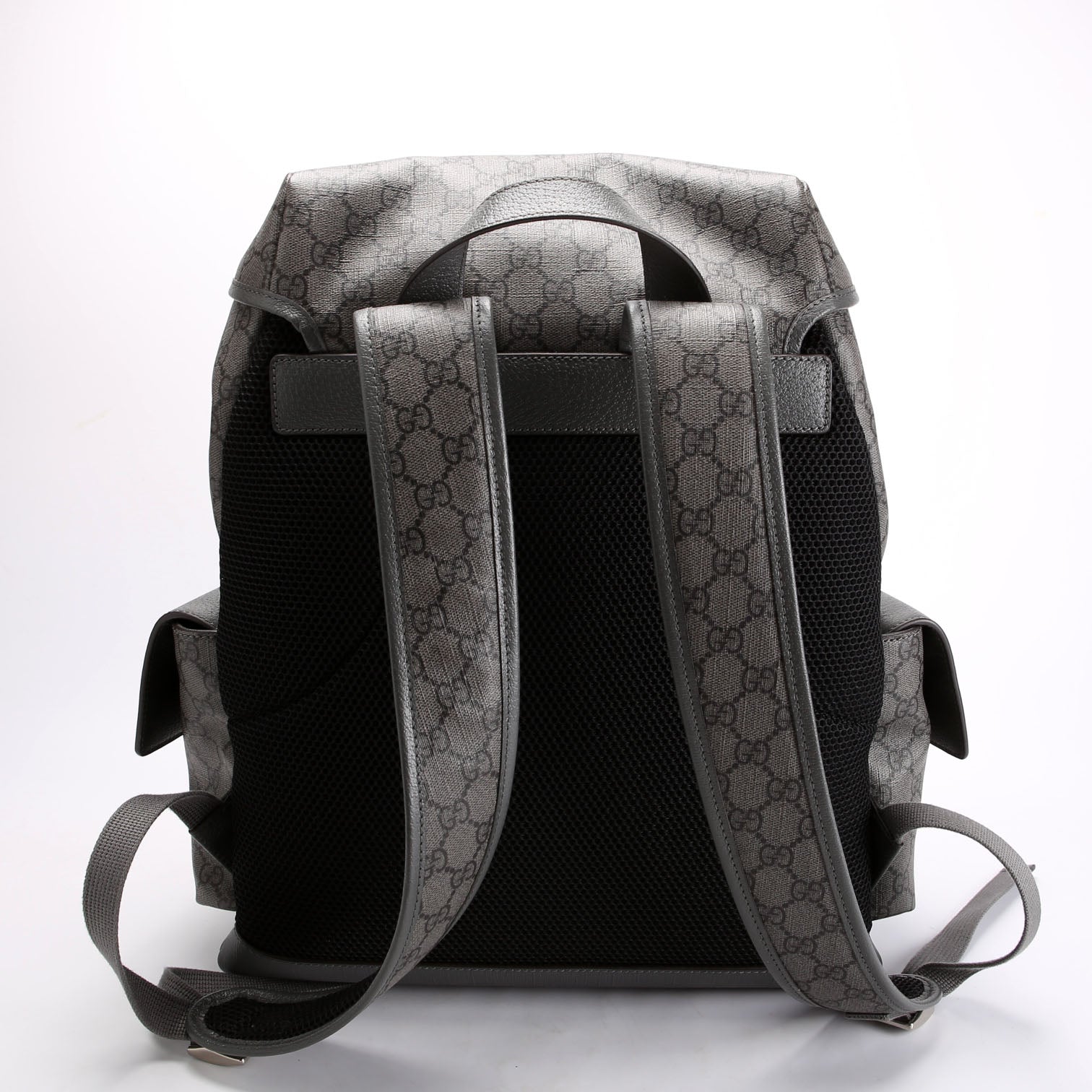 Gucci 598140 GG Supreme Ophidia Double Buckle Backpack Medium Grey