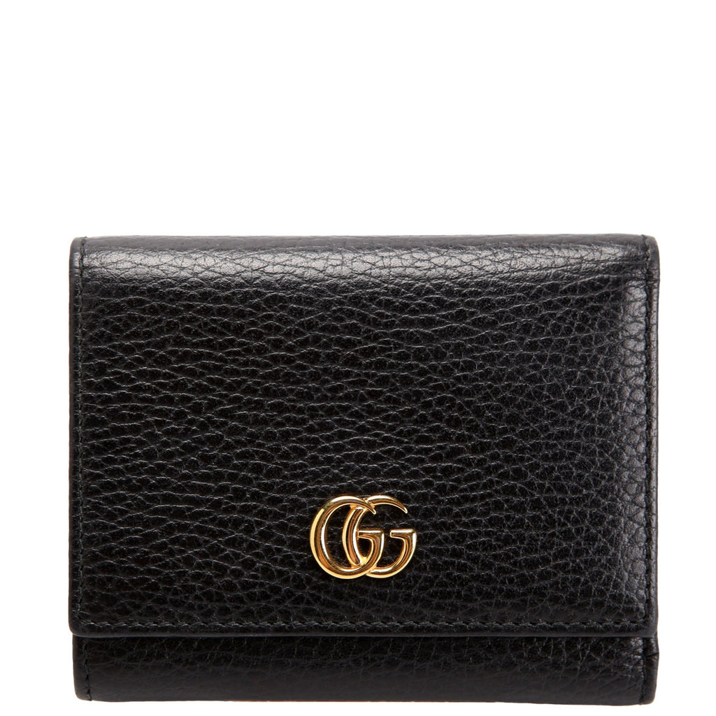 Gucci 474746 Marmont Tri-Fold Wallet Black