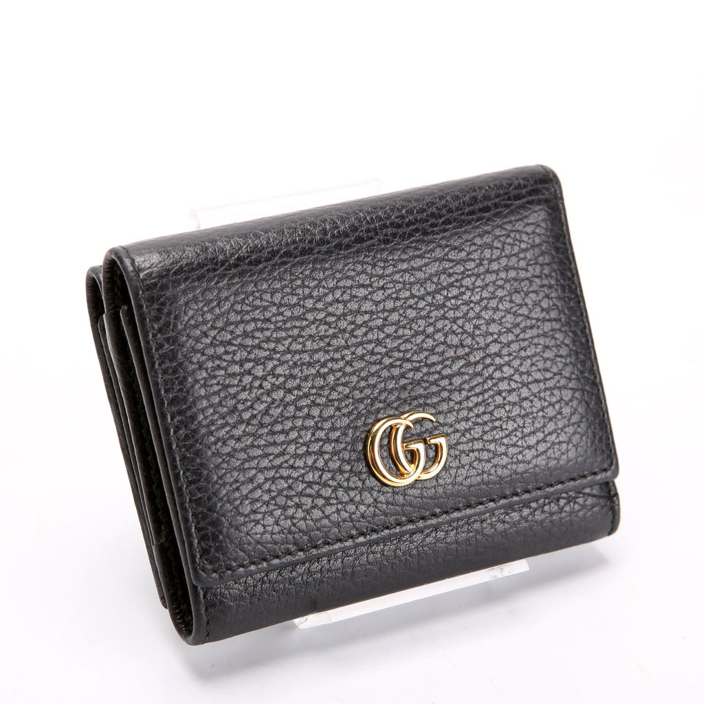 Gucci 474746 Marmont Tri-Fold Wallet Black