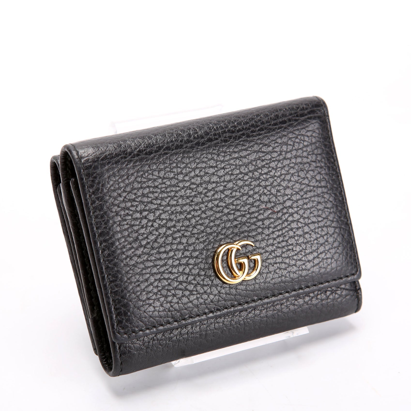 Gucci 474746 Marmont Tri-Fold Wallet Black