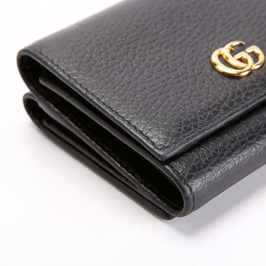 Gucci 474746 Marmont Tri-Fold Wallet Black