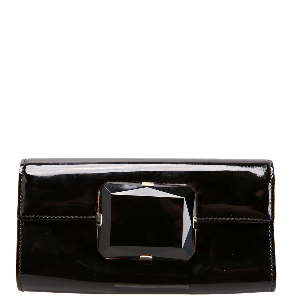 Gucci 197027 Gem Mini Clutch Patent Leather Black