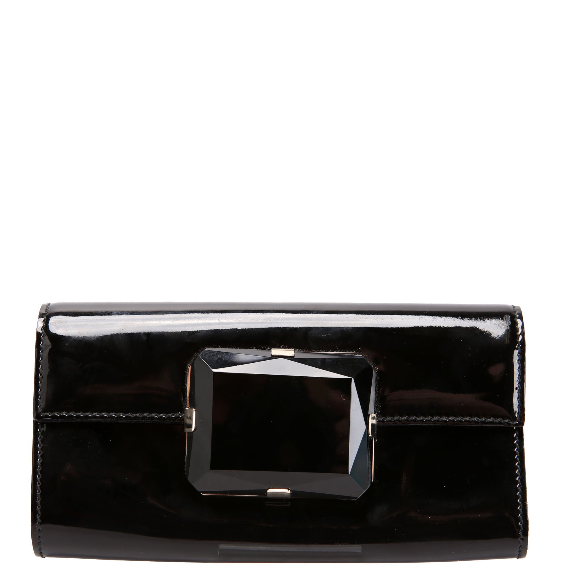 Gucci 197027 Gem Mini Clutch Patent Leather Black