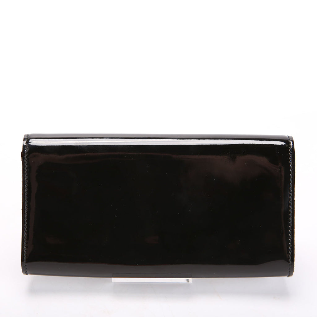 Gucci 197027 Gem Mini Clutch Patent Leather Black