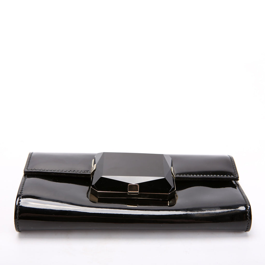 Gucci 197027 Gem Mini Clutch Patent Leather Black
