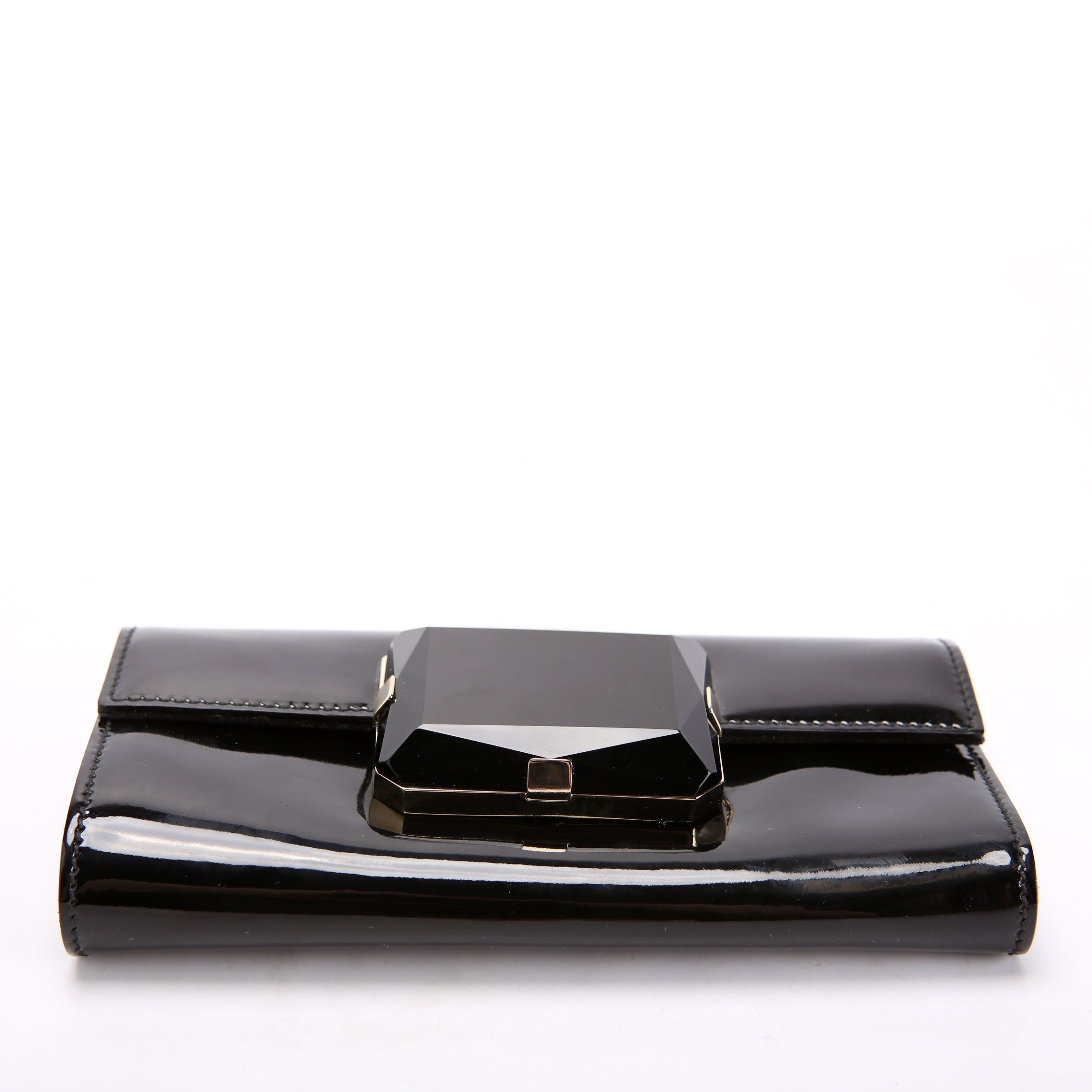 Gucci 197027 Gem Mini Clutch Patent Leather Black