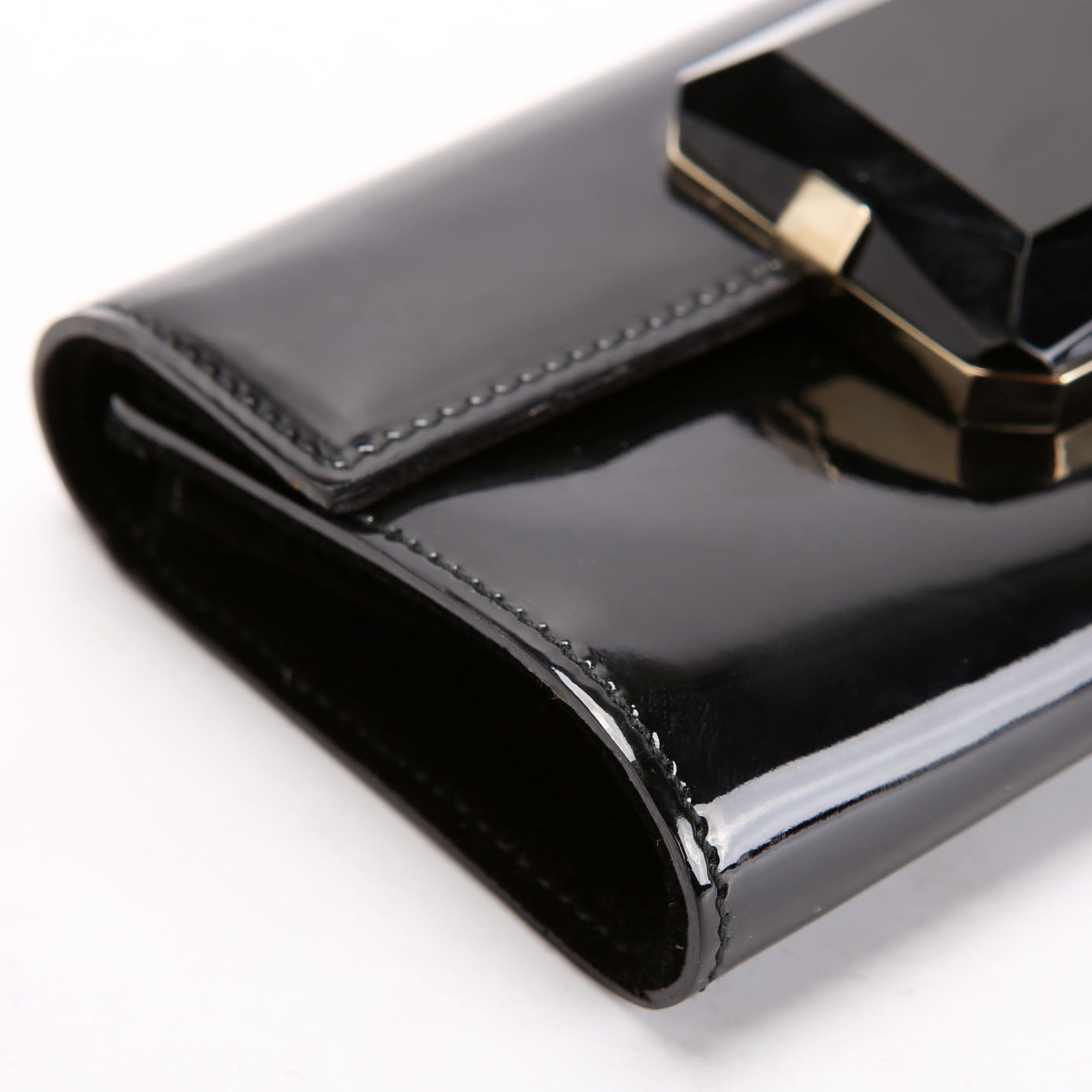 Gucci 197027 Gem Mini Clutch Patent Leather Black
