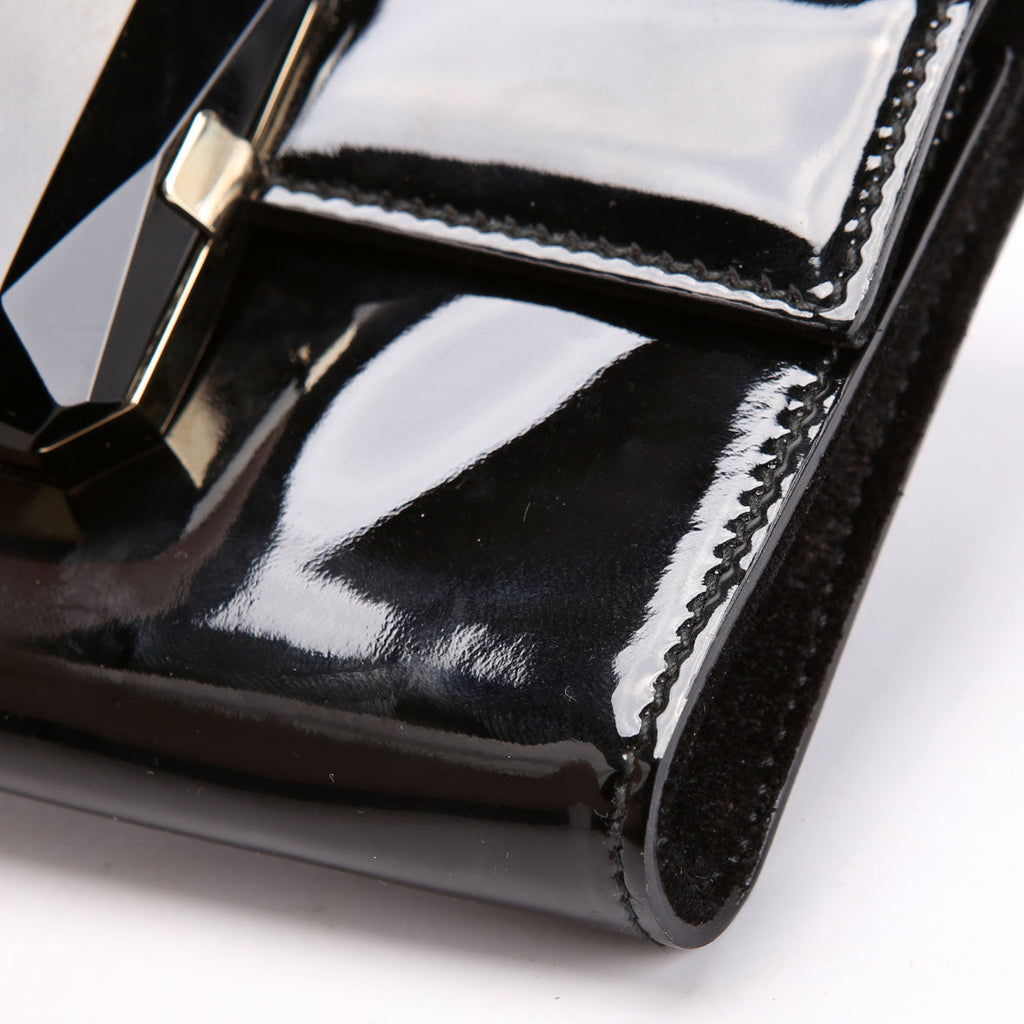 Gucci 197027 Gem Mini Clutch Patent Leather Black
