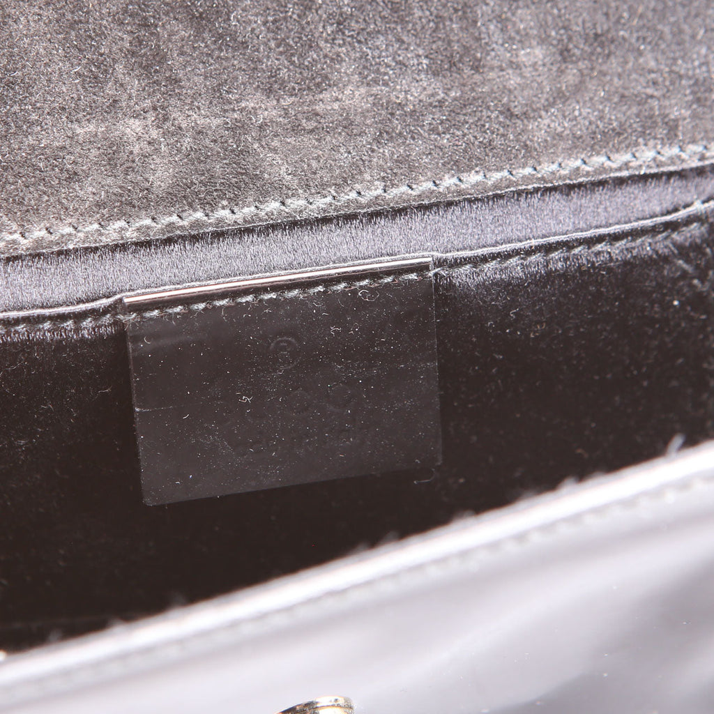 Gucci 197027 Gem Mini Clutch Patent Leather Black