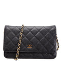 Wallet On Chain Classic Quilted Caviar Black