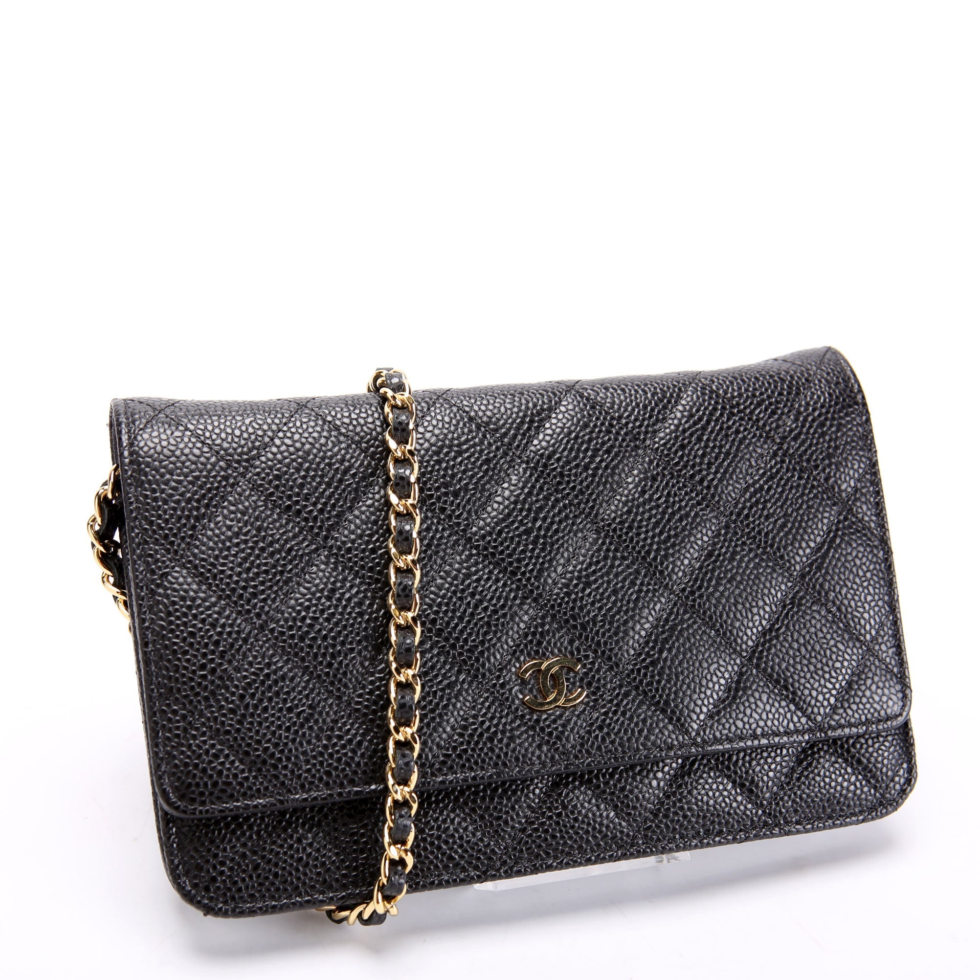 Wallet On Chain Classic Quilted Caviar Black