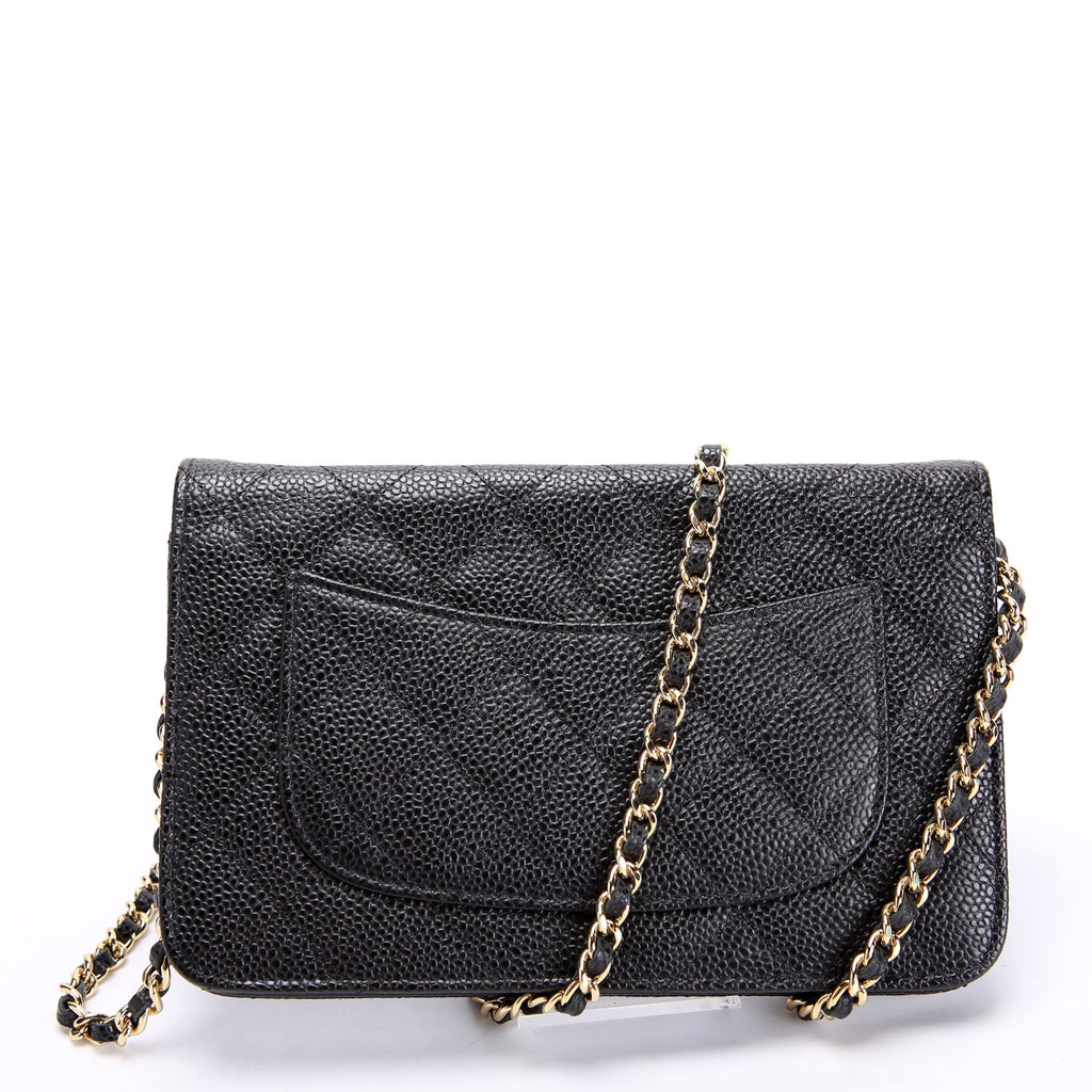 Wallet On Chain Classic Quilted Caviar Black