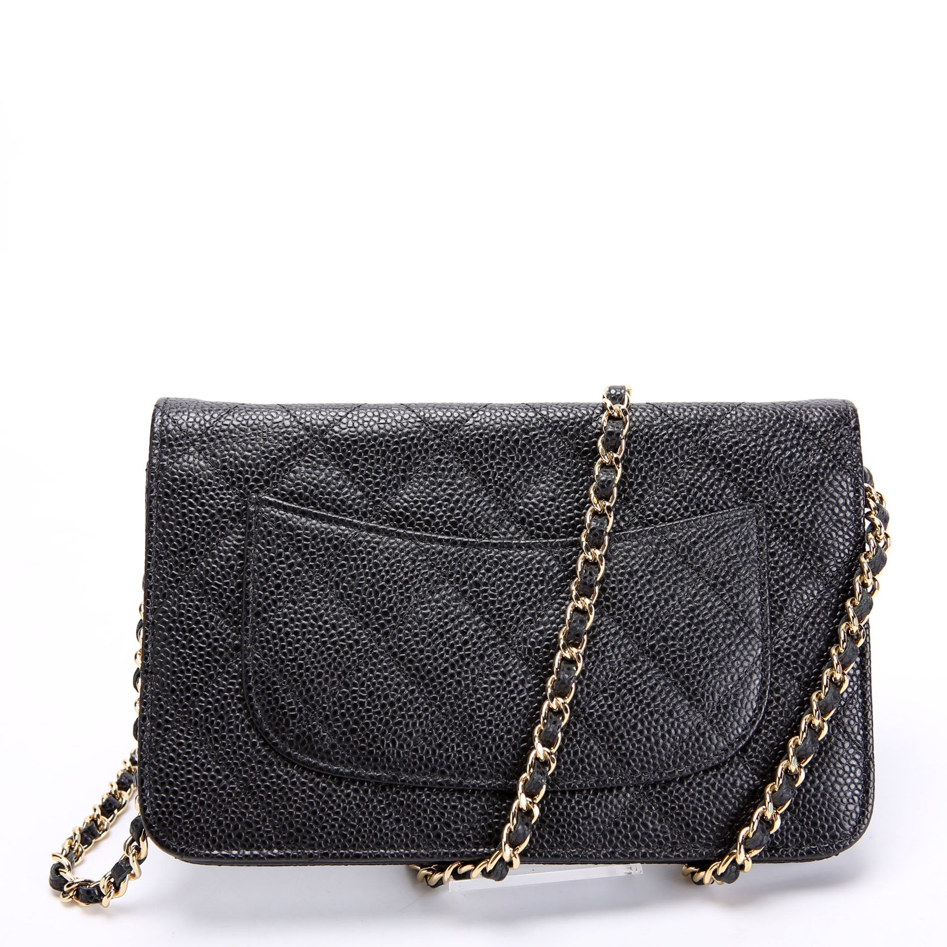 Wallet On Chain Classic Quilted Caviar Black