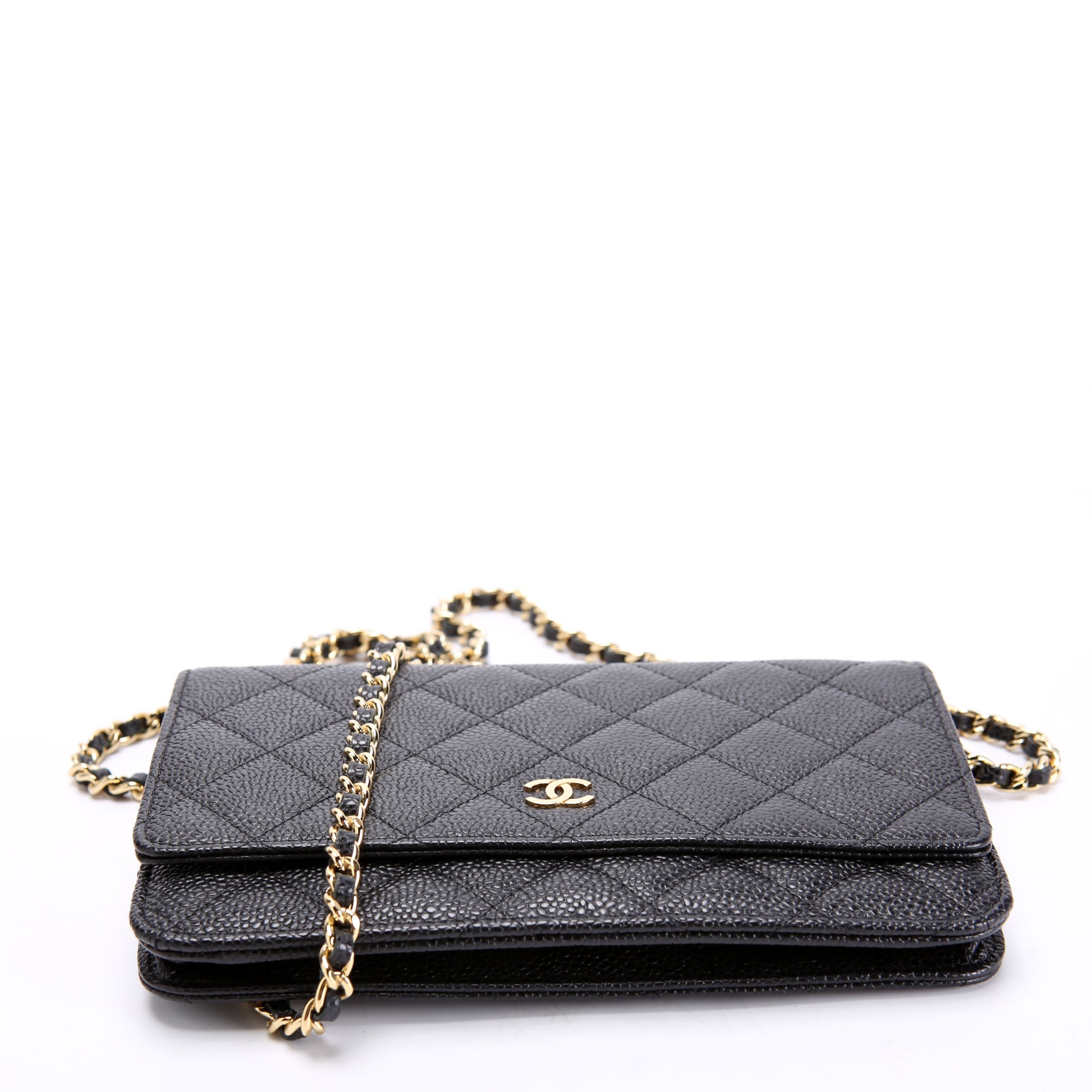 Wallet On Chain Classic Quilted Caviar Black