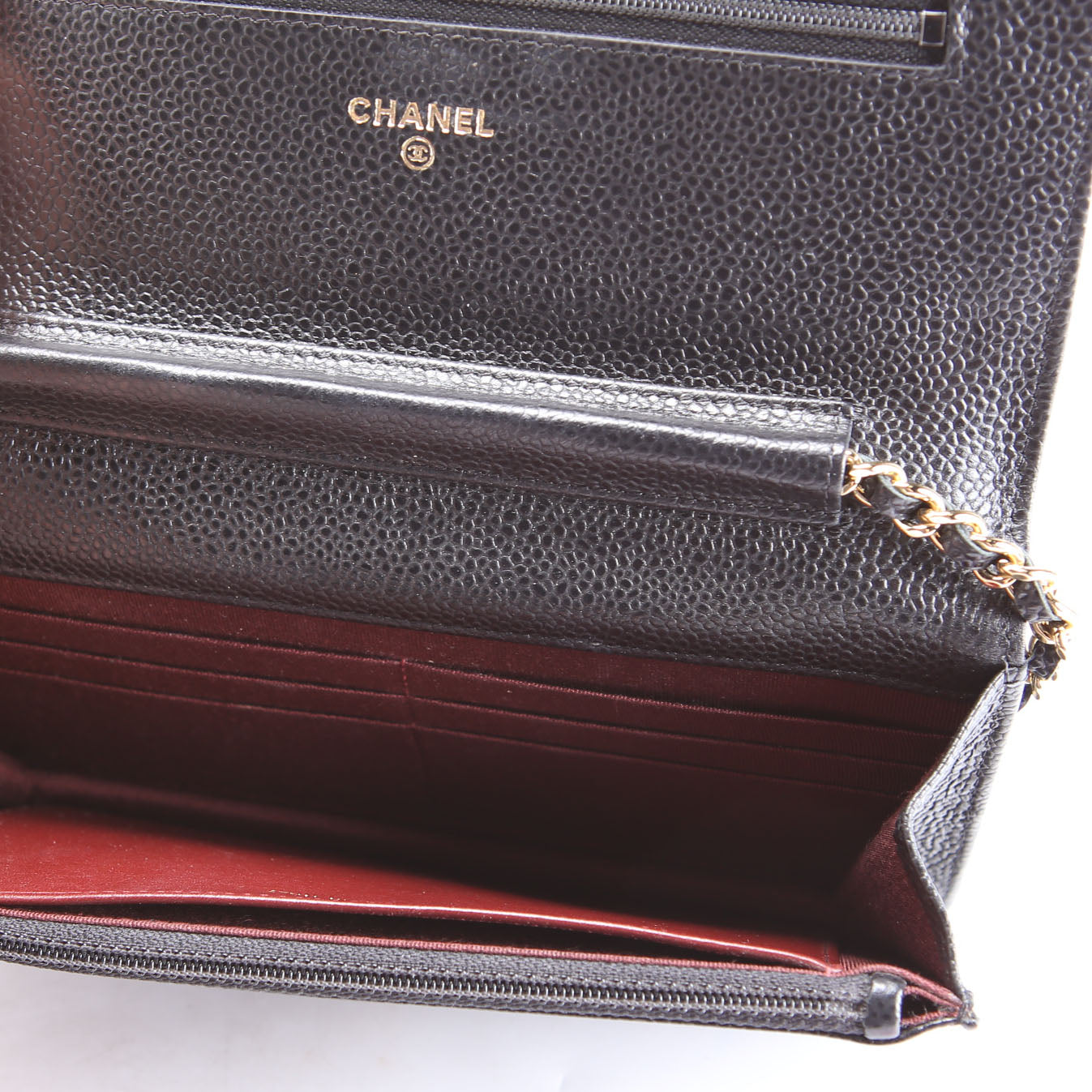 Wallet On Chain Classic Quilted Caviar Black