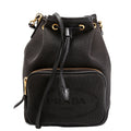 Prada 1BH038 Duet Logo Jacquard Bucket Black