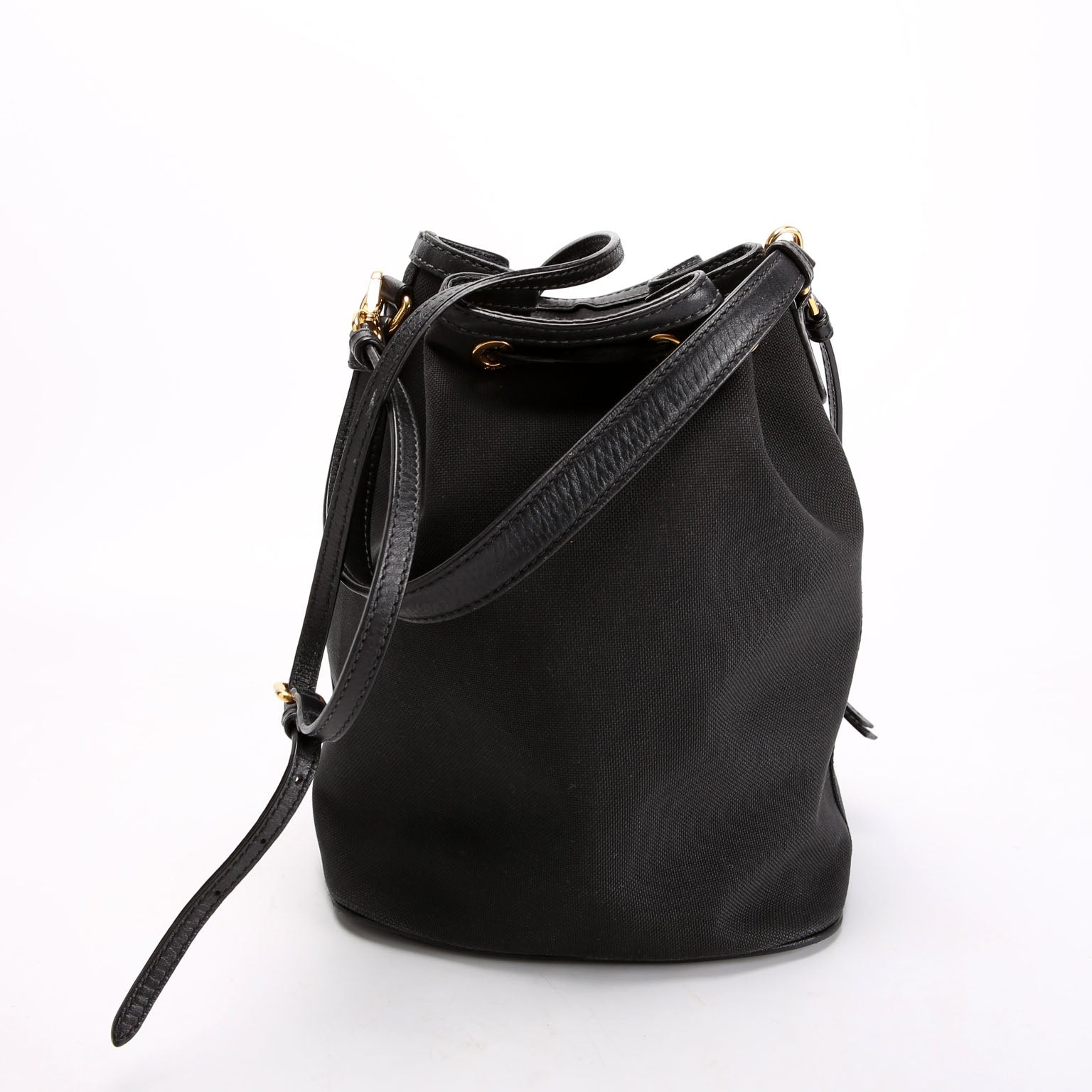 Prada 1BH038 Duet Logo Jacquard Bucket Black