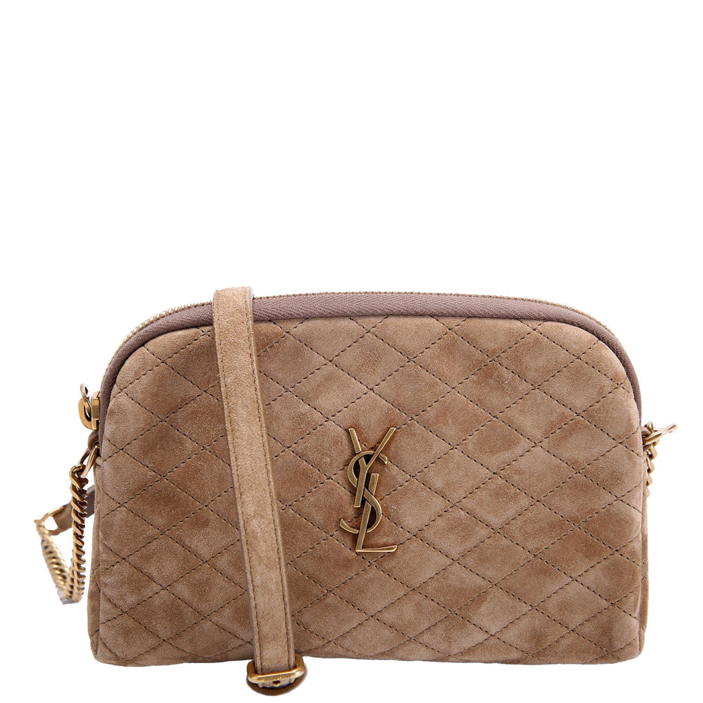 Gabby Zip Chain Pouch Suede 733667 Brown