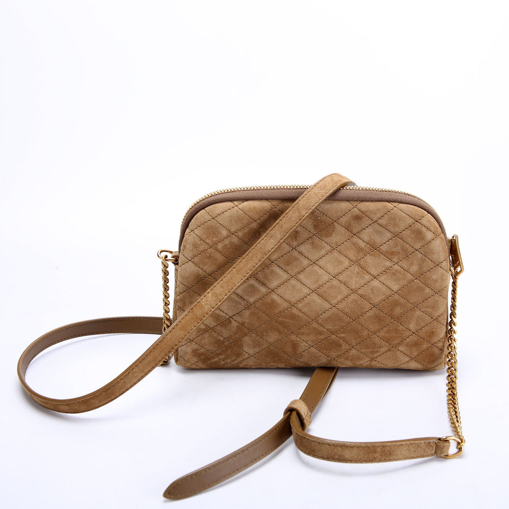 Gabby Zip Chain Pouch Suede 733667 Brown