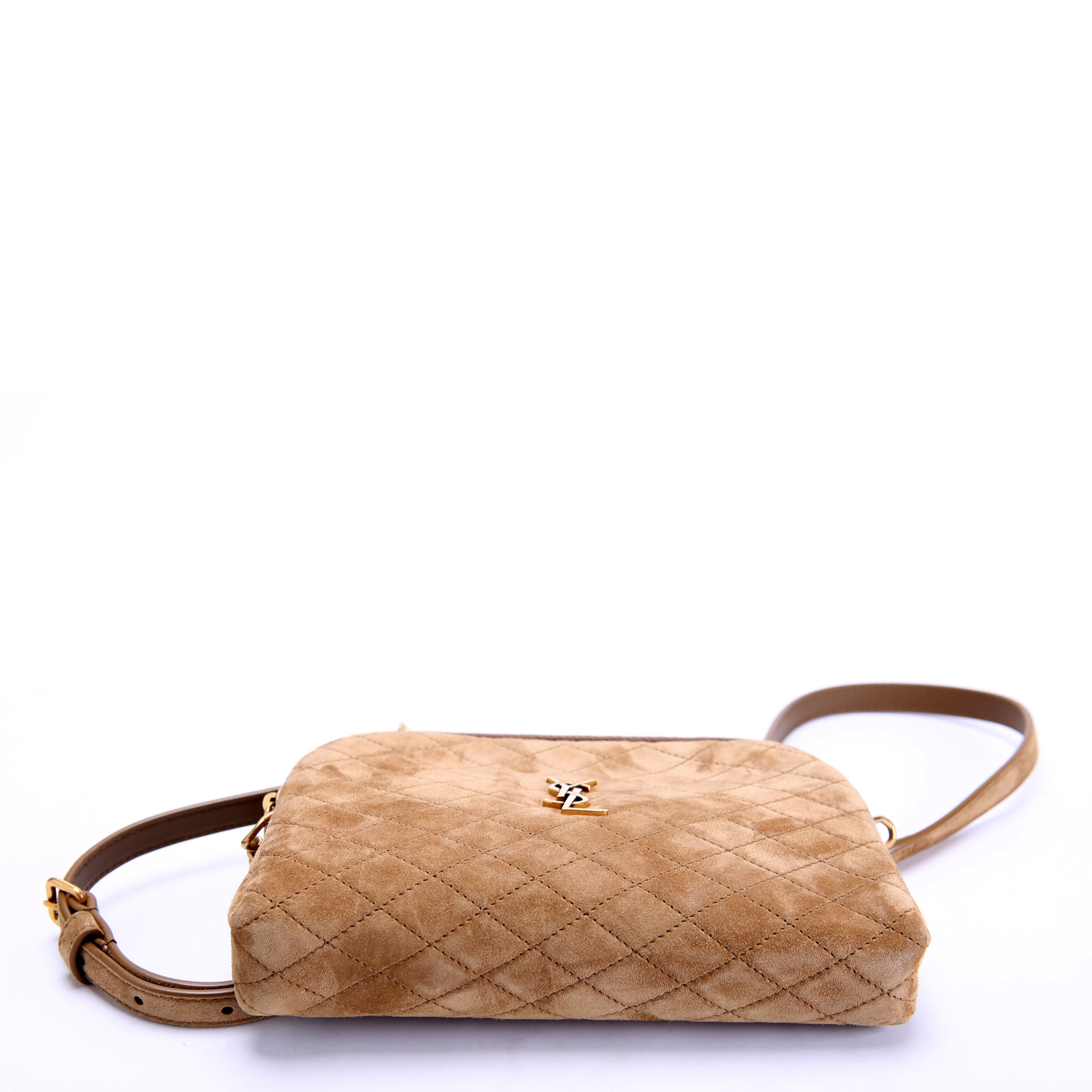 Gabby Zip Chain Pouch Suede 733667 Brown