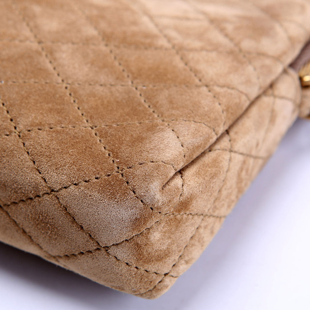 Gabby Zip Chain Pouch Suede 733667 Brown