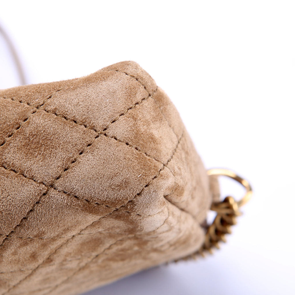 Gabby Zip Chain Pouch Suede 733667 Brown