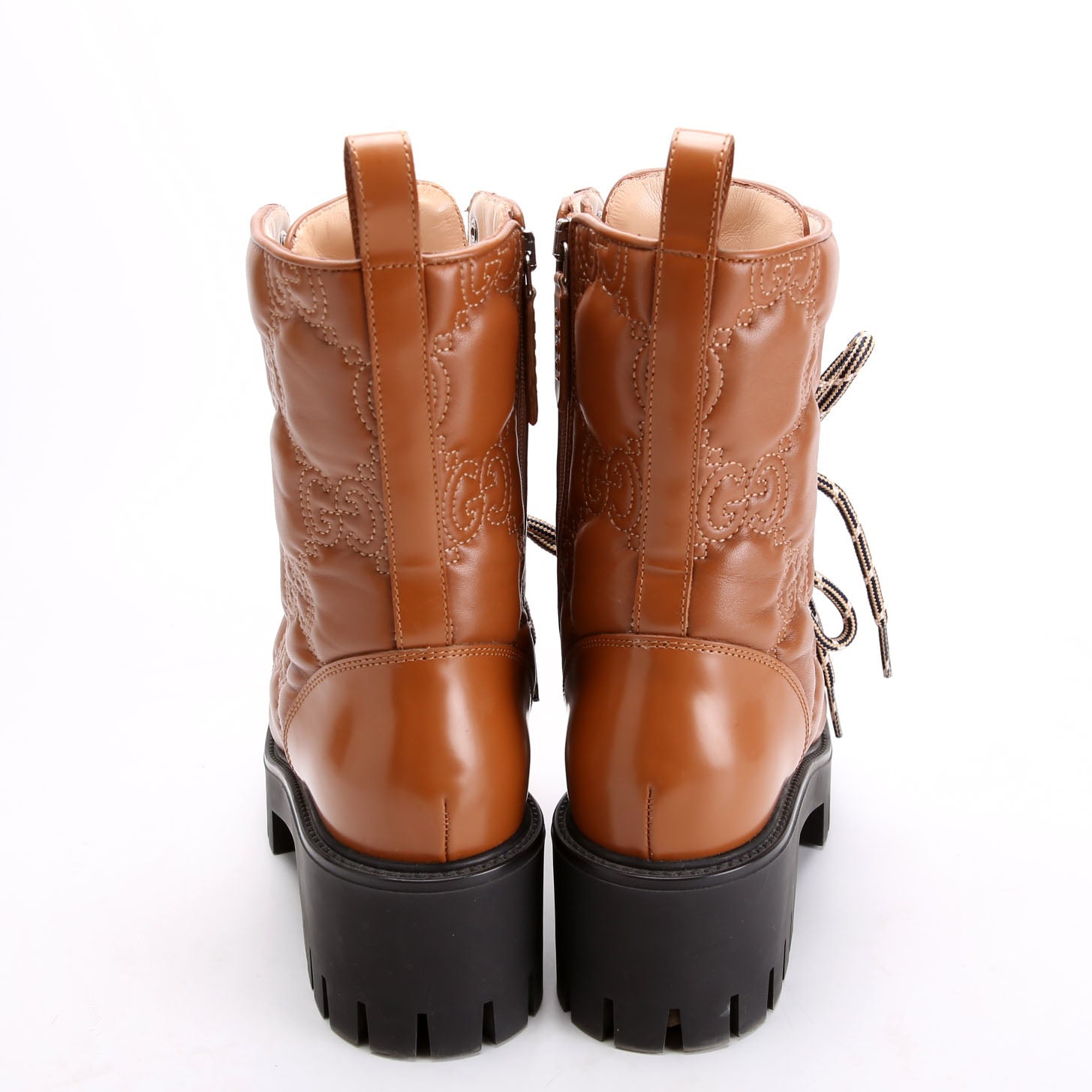GG Matelasse Lace Up Boots Size 37 Brown