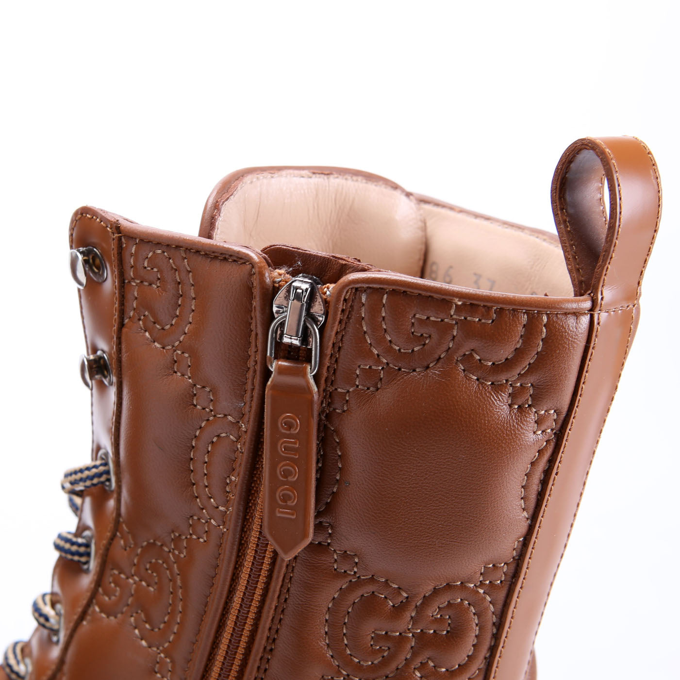 GG Matelasse Lace Up Boots Size 37 Brown