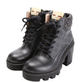 Gucci GG Supreme/Quilted Leather Lace Up Ankle Boots Size 37.5