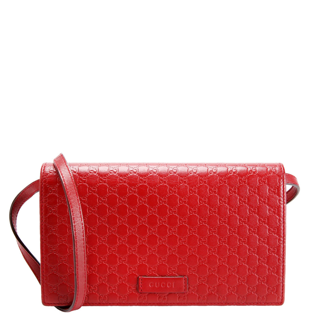 Gucci 466507 Micro GG Wallet On Chain Red