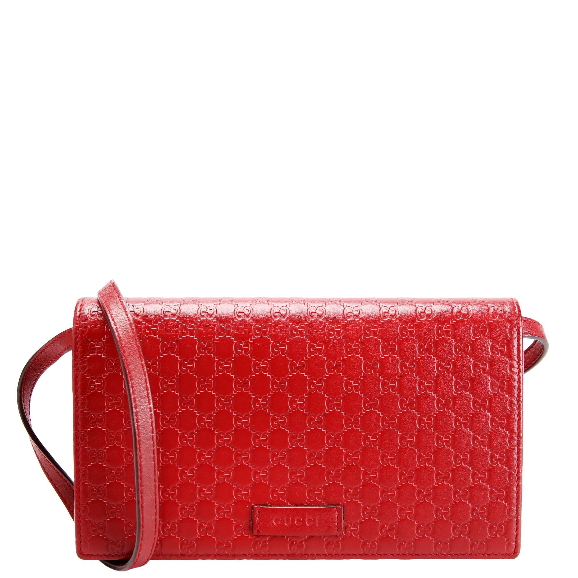 Gucci 466507 Micro GG Wallet On Chain Red