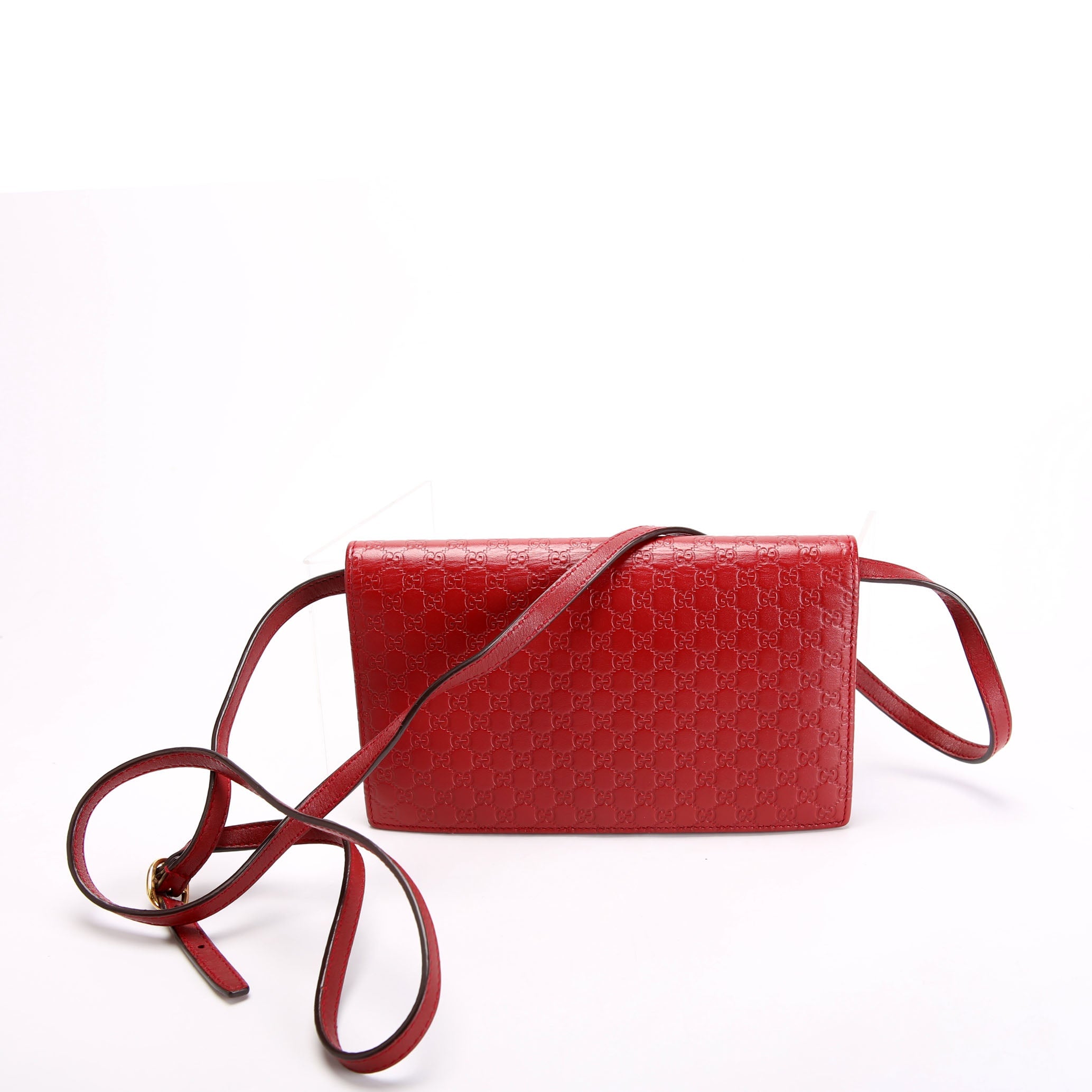 Gucci 466507 Micro GG Wallet On Chain Red