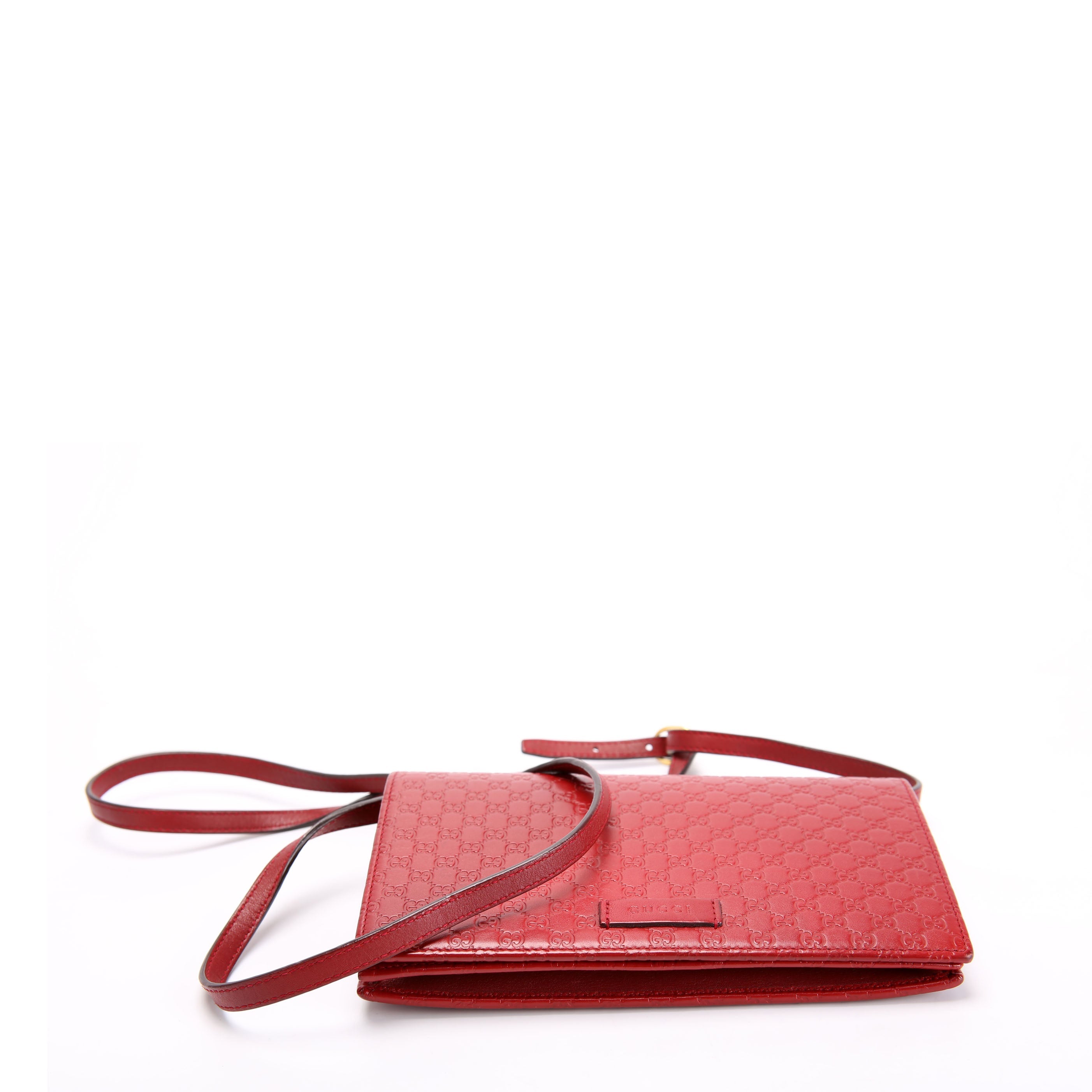 Gucci 466507 Micro GG Wallet On Chain Red