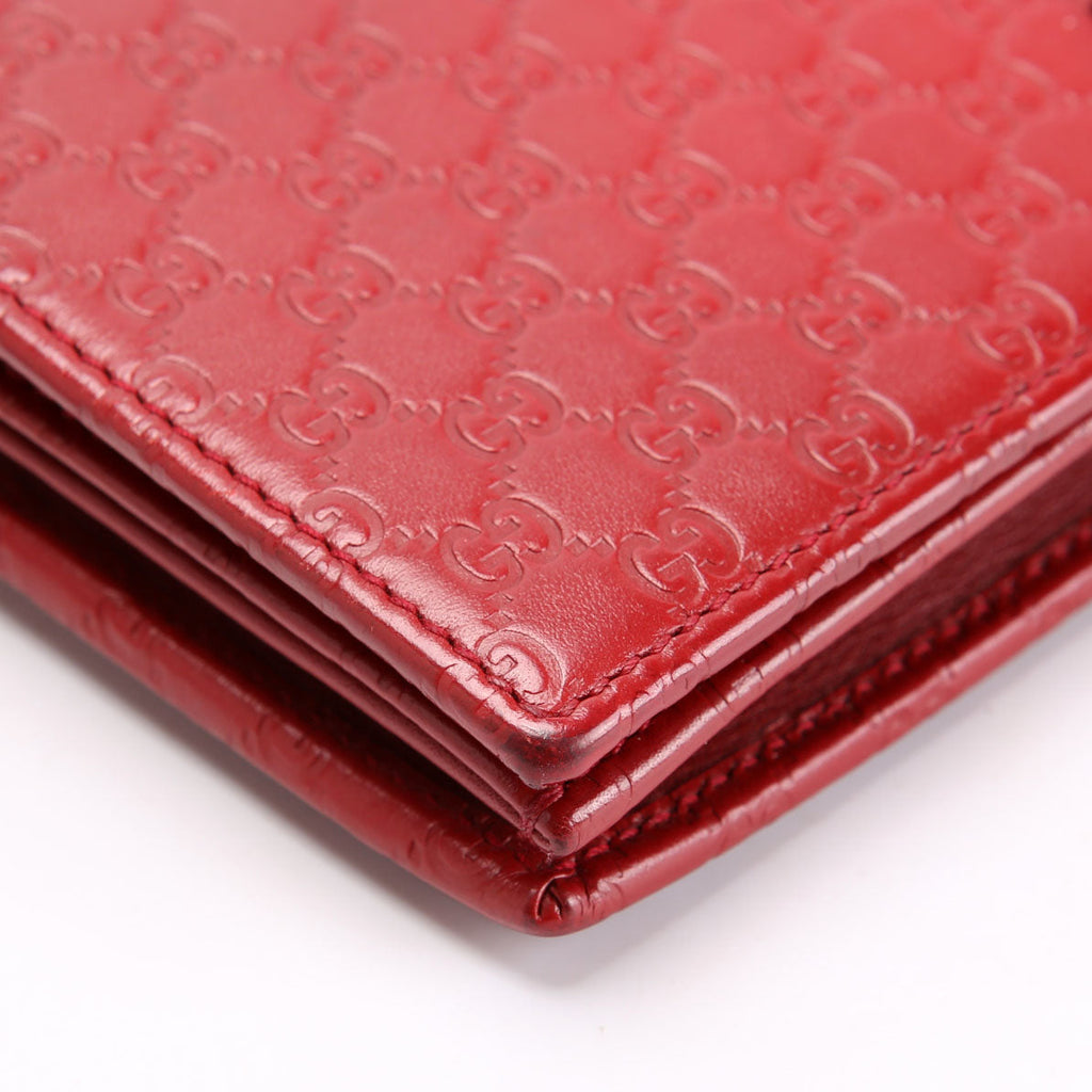Gucci 466507 Micro GG Wallet On Chain Red