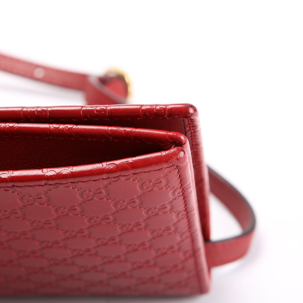 Gucci 466507 Micro GG Wallet On Chain Red
