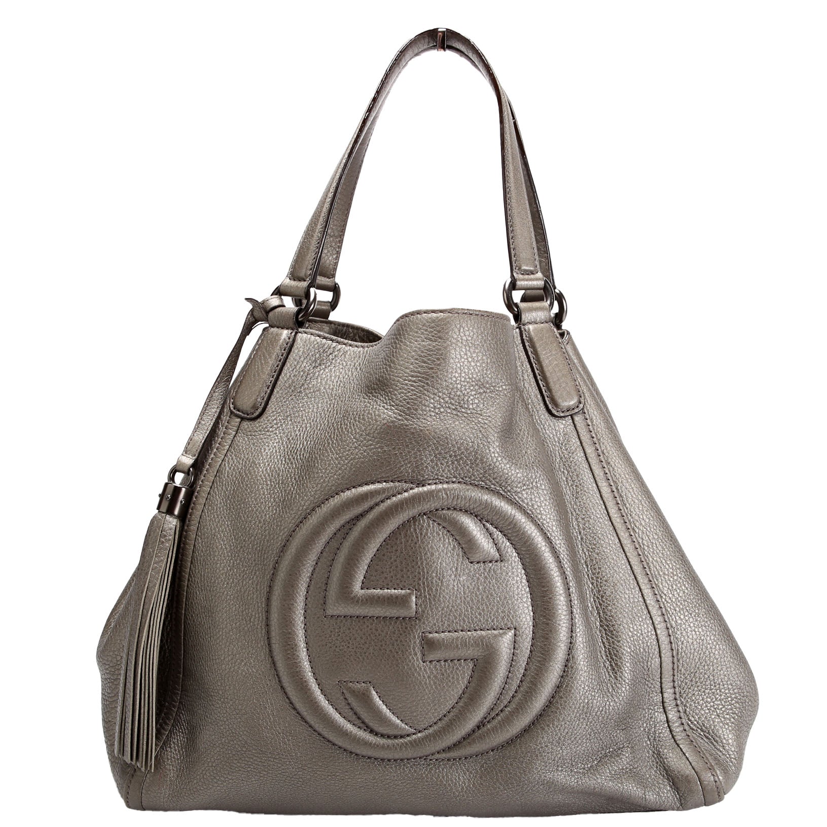 282309 Soho Leather Hobo Medium Silver
