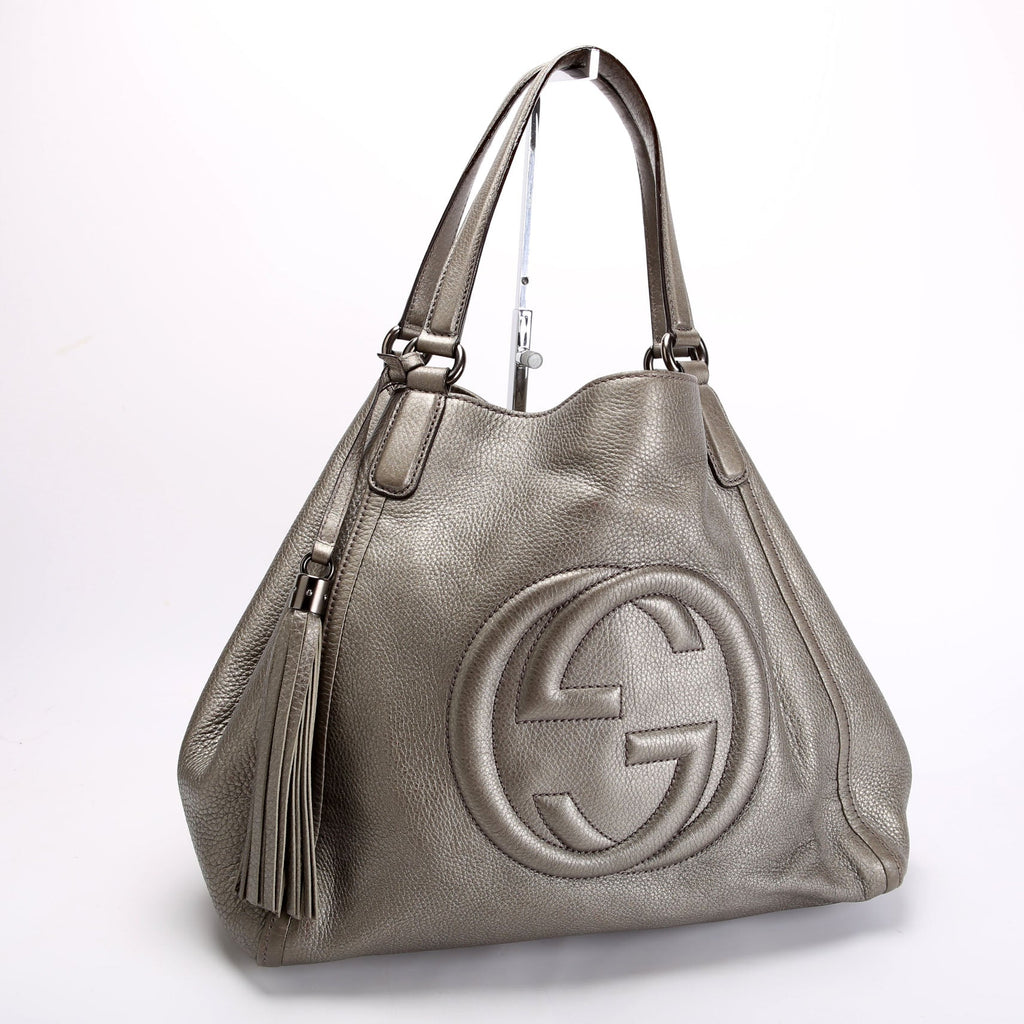 282309 Soho Leather Hobo Medium Silver